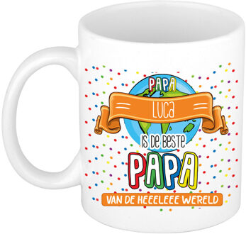 Bellatio Decorations Naam mok papa Luca - wit - de beste - keramiek - 300 ml - Vaderdag/verjaardag