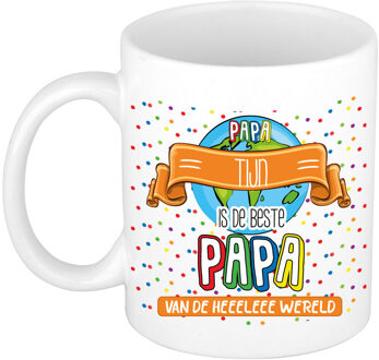 Bellatio Decorations Naam mok papa Tijn - wit - de beste - keramiek - 300 ml - Vaderdag/verjaardag Multi