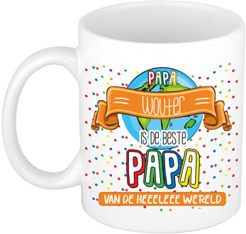 Bellatio Decorations Naam mok papa Wouter - wit - de beste - keramiek - 300 ml - Vaderdag/verjaardag Multi