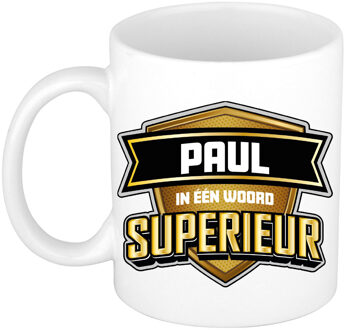 Bellatio Decorations Naam mok Paul - wit - Superieur - keramiek - 300 ml - cadeau collega beker