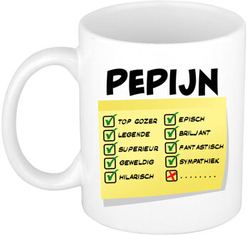 Bellatio Decorations Naam mok Pepijn - wit - top gozer - keramiek - 300 ml - cadeau collega beker