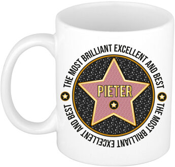 Bellatio Decorations Naam mok Pieter - wit - Most Brilliant - keramiek - 300 ml - cadeau collega beker