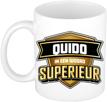 Bellatio Decorations Naam mok Quido - wit - Superieur - keramiek - 300 ml - cadeau collega beker