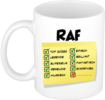 Bellatio Decorations Naam mok Raf - wit - top gozer - keramiek - 300 ml - cadeau collega beker