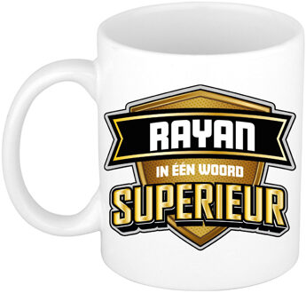 Bellatio Decorations Naam mok Rayan - wit - Superieur - keramiek - 300 ml - cadeau collega beker