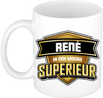 Bellatio Decorations Naam mok Ren? - wit - Superieur - keramiek - 300 ml - cadeau collega beker