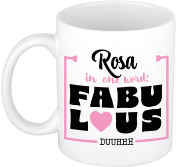Bellatio Decorations Naam mok Rosa - wit - Fabulous - keramiek - 300 ml - cadeau collega beker
