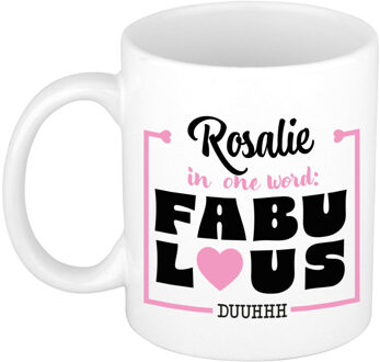 Bellatio Decorations Naam mok Rosalie - wit - Fabulous - keramiek - 300 ml - cadeau collega beker Roze