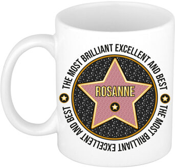 Bellatio Decorations Naam mok Rosanne - wit - Most Brilliant - keramiek - 300 ml - cadeau collega beker Zwart