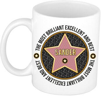 Bellatio Decorations Naam mok Sander - wit - Most Brilliant - keramiek - 300 ml - cadeau collega beker Zwart