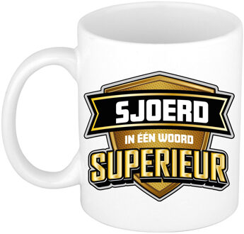 Bellatio Decorations Naam mok Sjoerd - wit - Superieur - keramiek - 300 ml - cadeau collega beker