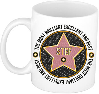 Bellatio Decorations Naam mok Stef - wit - Most Brilliant - keramiek - 300 ml - cadeau collega beker