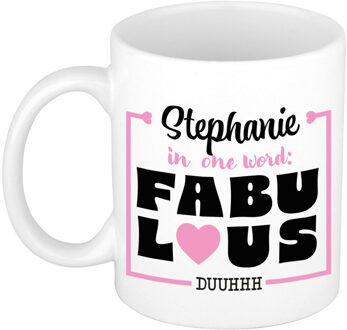 Bellatio Decorations Naam mok Stephanie - wit - Fabulous - keramiek - 300 ml - cadeau collega beker