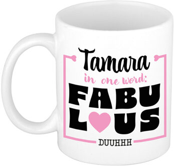 Bellatio Decorations Naam mok Tamara - wit - Fabulous - keramiek - 300 ml - cadeau collega beker
