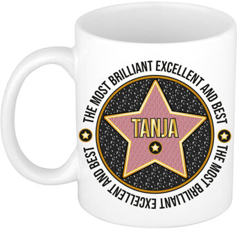 Bellatio Decorations Naam mok Tanja - wit - Most Brilliant - keramiek - 300 ml - cadeau collega beker Zwart