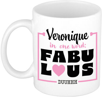 Bellatio Decorations Naam mok Veronique - wit - Fabulous - keramiek - 300 ml - cadeau collega beker
