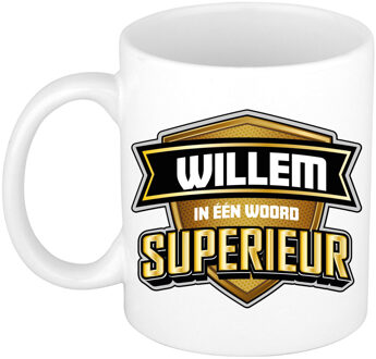 Bellatio Decorations Naam mok Willem - wit - Superieur - keramiek - 300 ml - cadeau collega beker