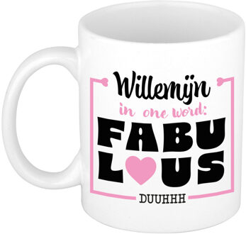 Bellatio Decorations Naam mok Willemijn - wit - Fabulous - keramiek - 300 ml - cadeau collega beker