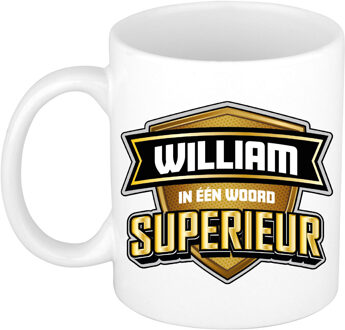 Bellatio Decorations Naam mok William - wit - Superieur - keramiek - 300 ml - cadeau collega beker