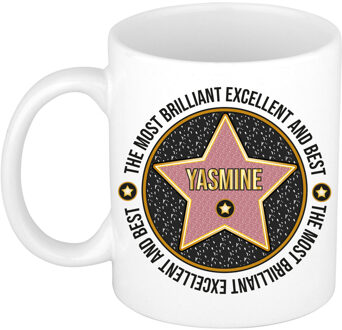 Bellatio Decorations Naam mok Yasmine - wit - Most Brilliant - keramiek - 300 ml - cadeau collega beker Zwart