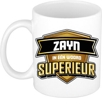 Bellatio Decorations Naam mok Zayn - wit - Superieur - keramiek - 300 ml - cadeau collega beker Bruin