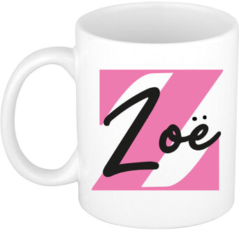Bellatio Decorations Naam mok Zo? - roze - wit - keramiek - 300 ml - verjaardag/cadeau beker Fuchsia