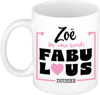 Bellatio Decorations Naam mok Zo? - wit - Fabulous - keramiek - 300 ml - cadeau collega beker Roze