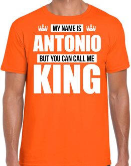 Bellatio Decorations Naam My name is Antonio but you can call me King shirt oranje cadeau shirt 2XL