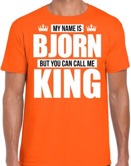 Bellatio Decorations Naam My name is Bjorn but you can call me King shirt oranje cadeau shirt M