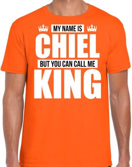 Bellatio Decorations Naam My name is Chiel but you can call me King shirt oranje cadeau shirt 2XL