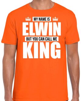 Bellatio Decorations Naam My name is Elwin but you can call me King shirt oranje cadeau shirt 2XL