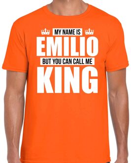 Bellatio Decorations Naam My name is Emilio but you can call me King shirt oranje cadeau shirt 2XL