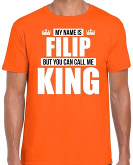 Bellatio Decorations Naam My name is Filip but you can call me King shirt oranje cadeau shirt 2XL