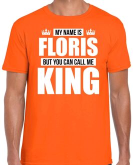 Bellatio Decorations Naam My name is Floris but you can call me King shirt oranje cadeau shirt 2XL