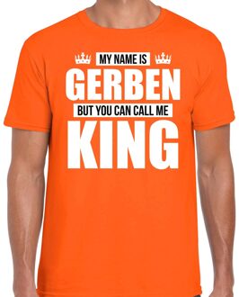 Bellatio Decorations Naam My name is Gerben but you can call me King shirt oranje cadeau shirt 2XL