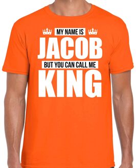 Bellatio Decorations Naam My name is Jacob but you can call me King shirt oranje cadeau shirt 2XL