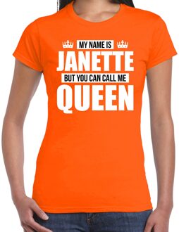 Bellatio Decorations Naam My name is Janette but you can call me Queen shirt oranje cadeau shirt dames 2XL