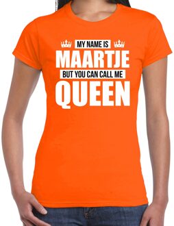 Bellatio Decorations Naam My name is Maartje but you can call me Queen shirt oranje cadeau shirt dames XS