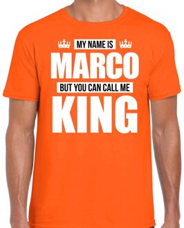 Bellatio Decorations Naam My name is Marco but you can call me King shirt oranje cadeau shirt 2XL