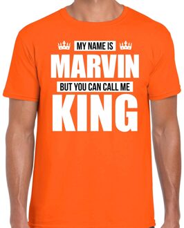 Bellatio Decorations Naam My name is Marvin but you can call me King shirt oranje cadeau shirt 2XL