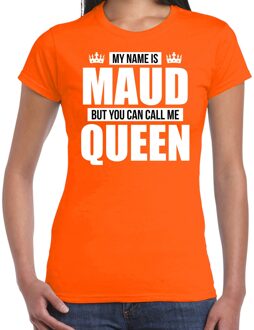 Bellatio Decorations Naam My name is Maud but you can call me Queen shirt oranje cadeau shirt dames 2XL