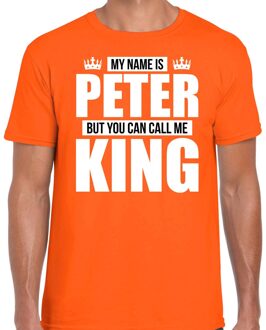 Bellatio Decorations Naam My name is Peter but you can call me King shirt oranje cadeau shirt 2XL