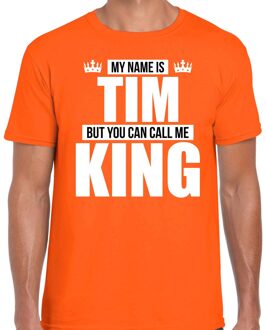 Bellatio Decorations Naam My name is Tim but you can call me King shirt oranje cadeau shirt 2XL