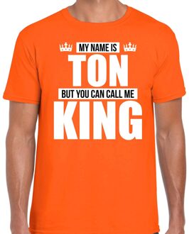 Bellatio Decorations Naam My name is Ton but you can call me King shirt oranje cadeau shirt L