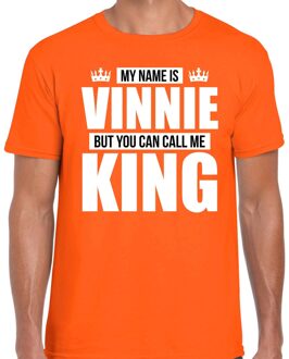 Bellatio Decorations Naam My name is Vinnie but you can call me King shirt oranje cadeau shirt 2XL