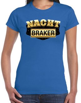 Bellatio Decorations Nachtbraker fun/tekst t-shirt blauw voor dames L