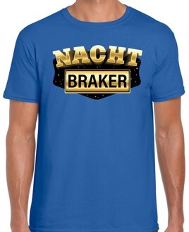 Bellatio Decorations Nachtbraker fun/tekst t-shirt blauw voor heren 2XL