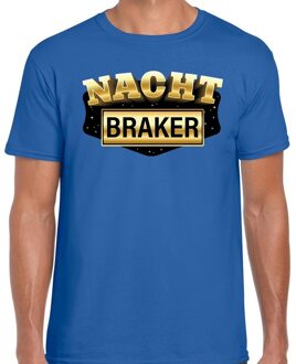 Bellatio Decorations Nachtbraker fun/tekst t-shirt blauw voor heren