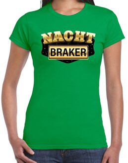 Bellatio Decorations Nachtbraker fun/tekst t-shirt groen voor dames 2XL