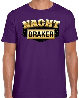 Bellatio Decorations Nachtbraker fun/tekst t-shirt paars voor heren L